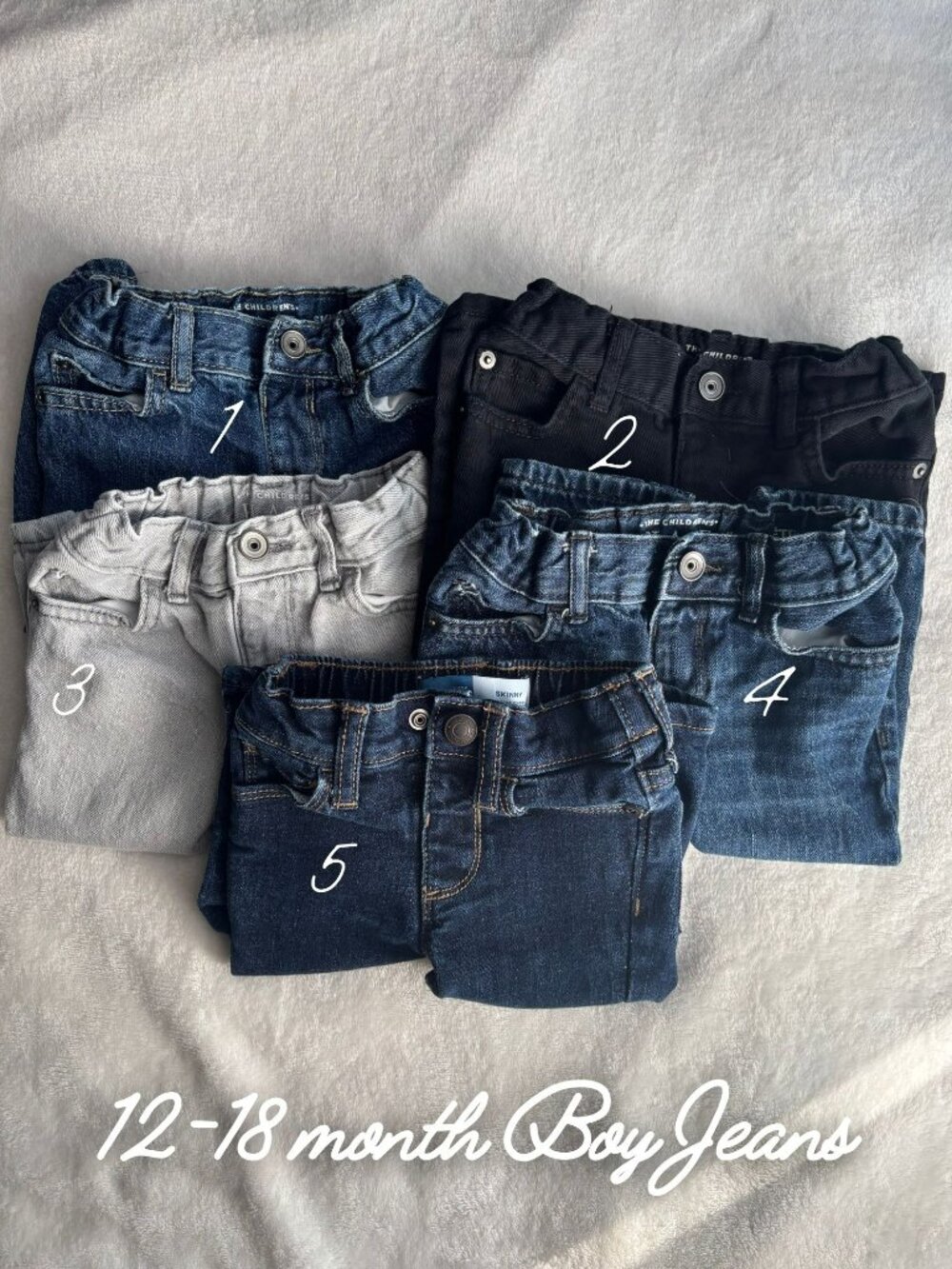 12-18M Baby Boy Jeans Bundle 5 Piece Denim Pants Lot